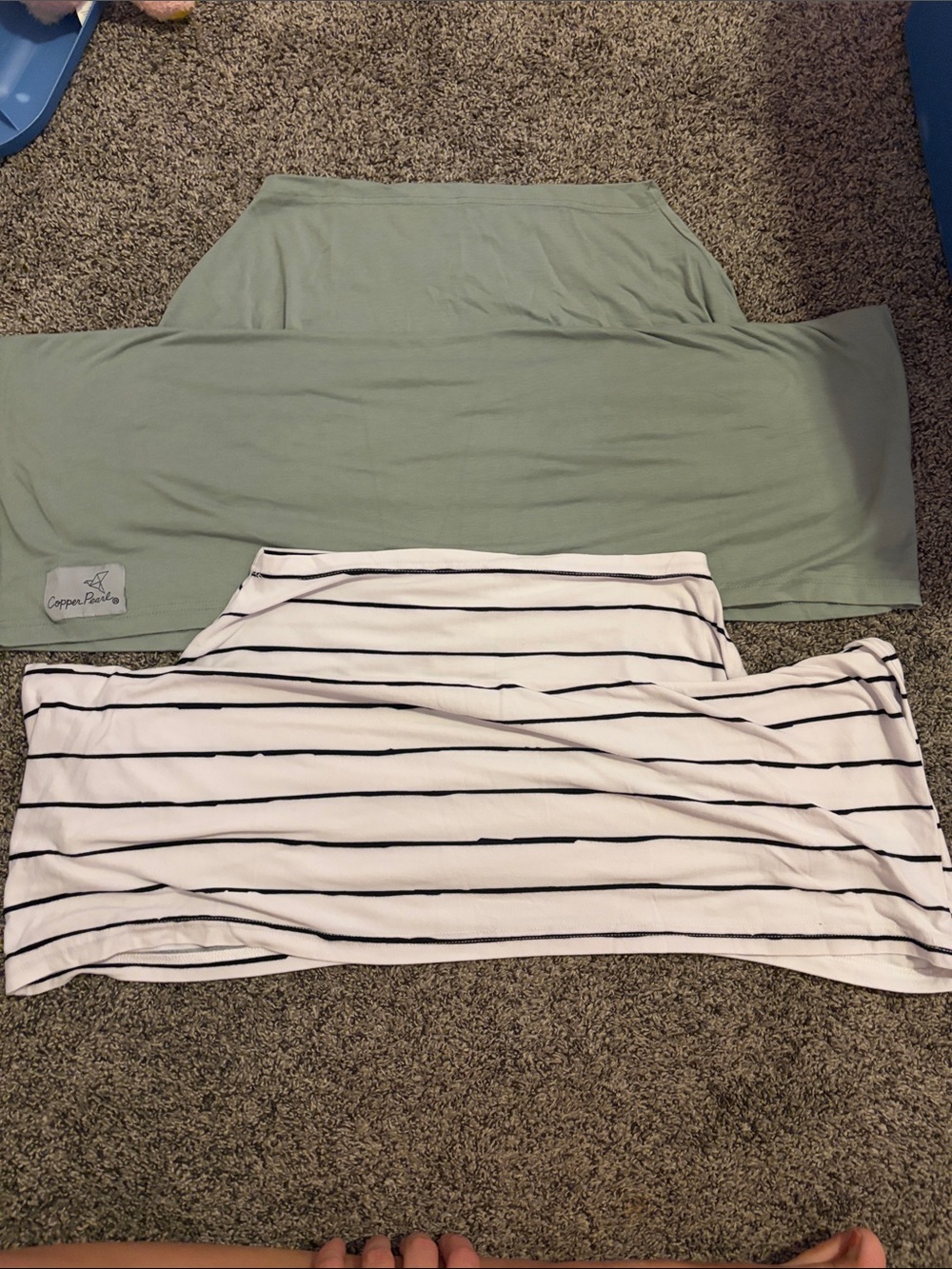 Sage & Navy Striped Nursing/ Car seat cover multituse